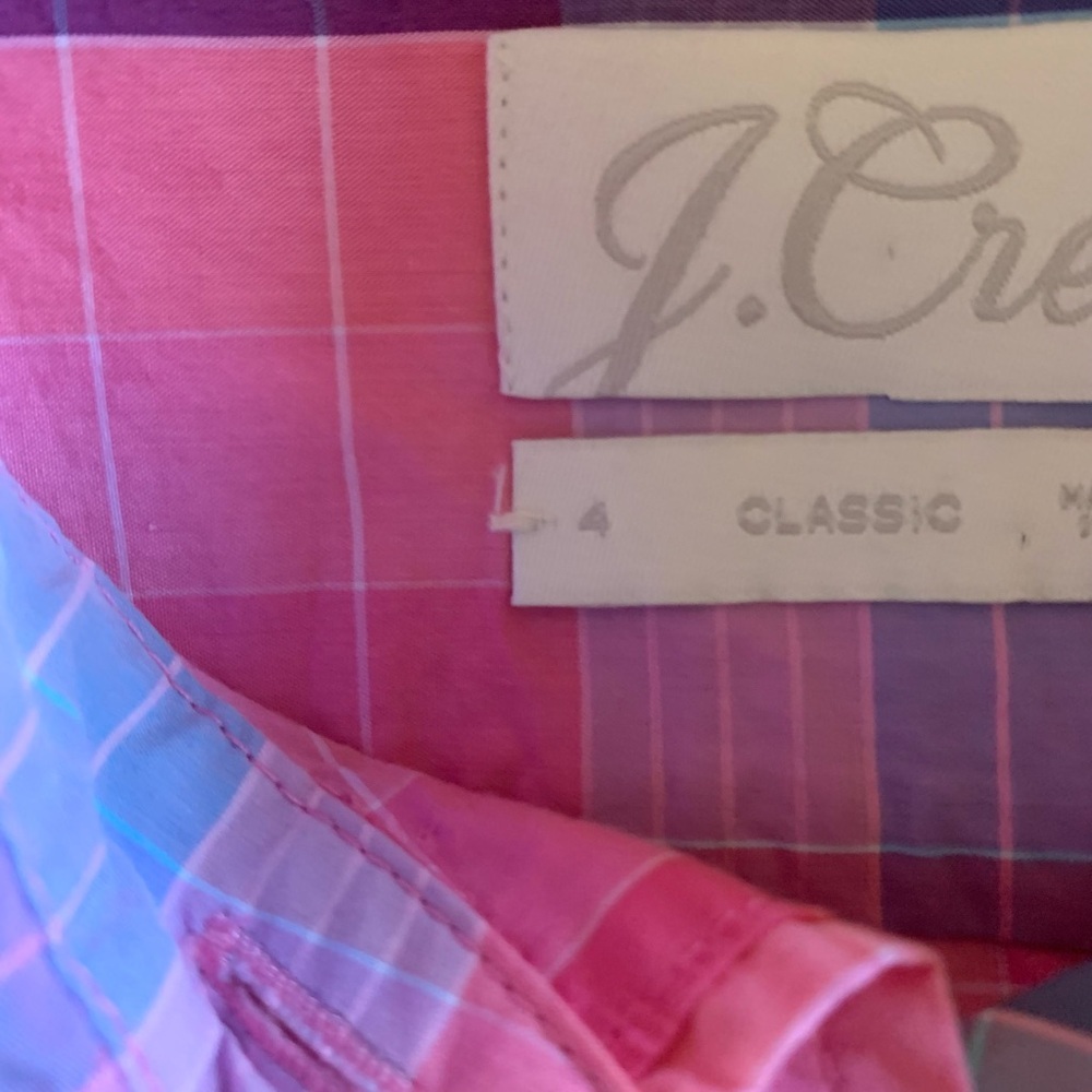 J. Crew Pink and Blue Plaid Long Sleeve Shirt Dress - Picture 10 of 10